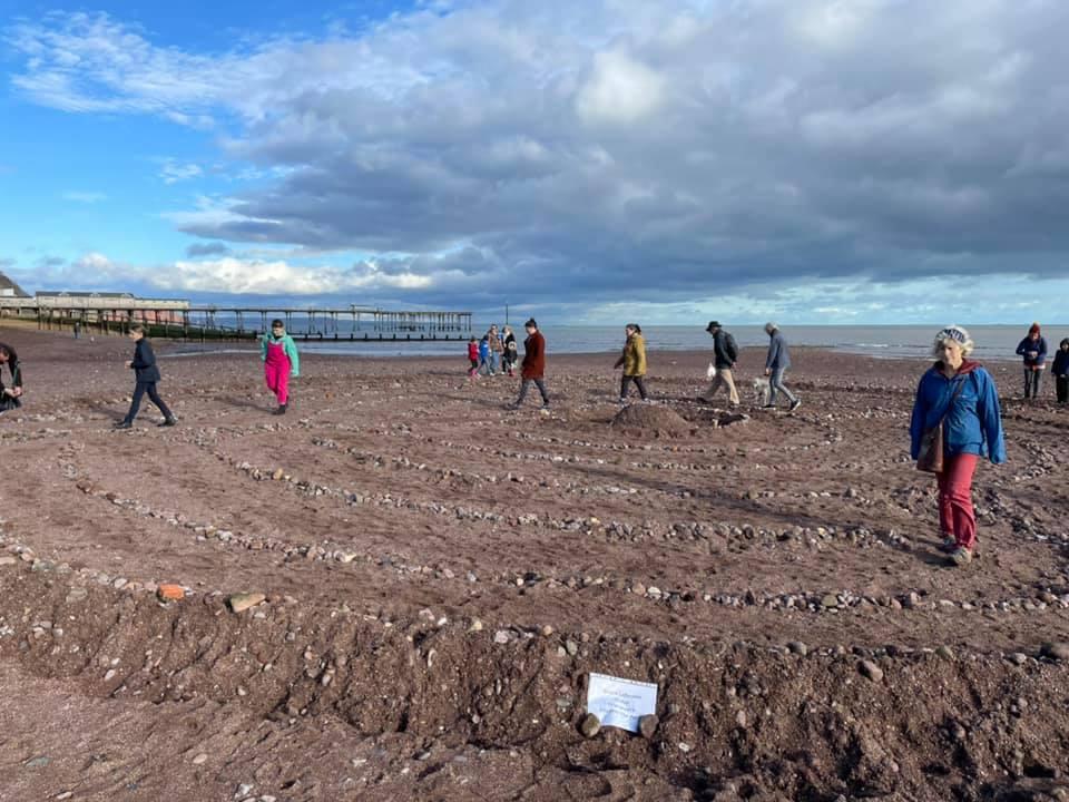 Beach labyrinth reflections